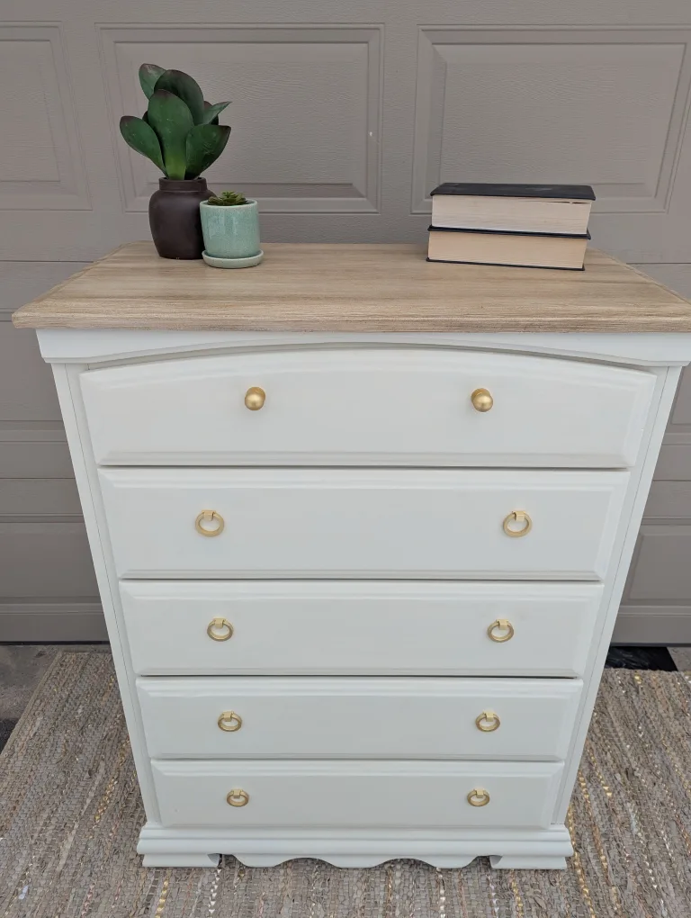 Newly refinished 5 drawer tallboy dresser image indicator(2)