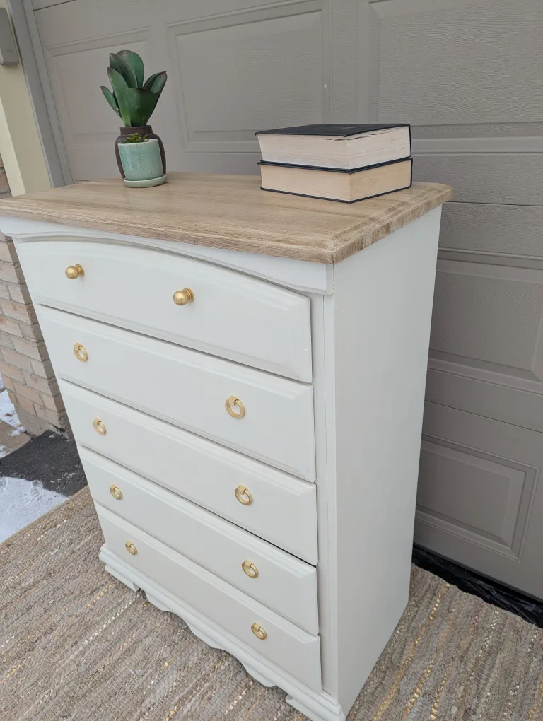 Newly refinished 5 drawer tallboy dresser image indicator(3)