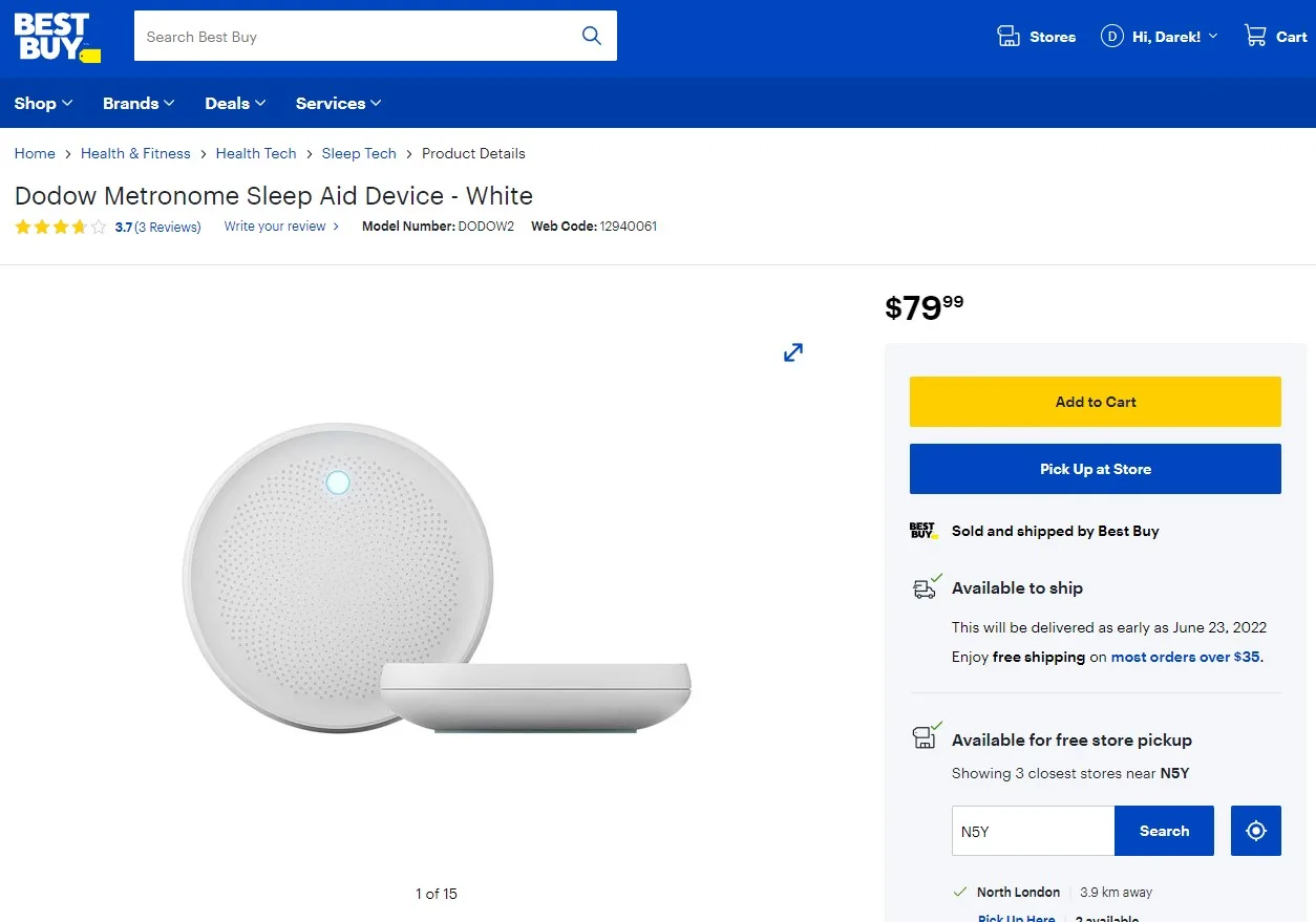 Dodow Metronome Sleep Aid Device - White image indicator(3)