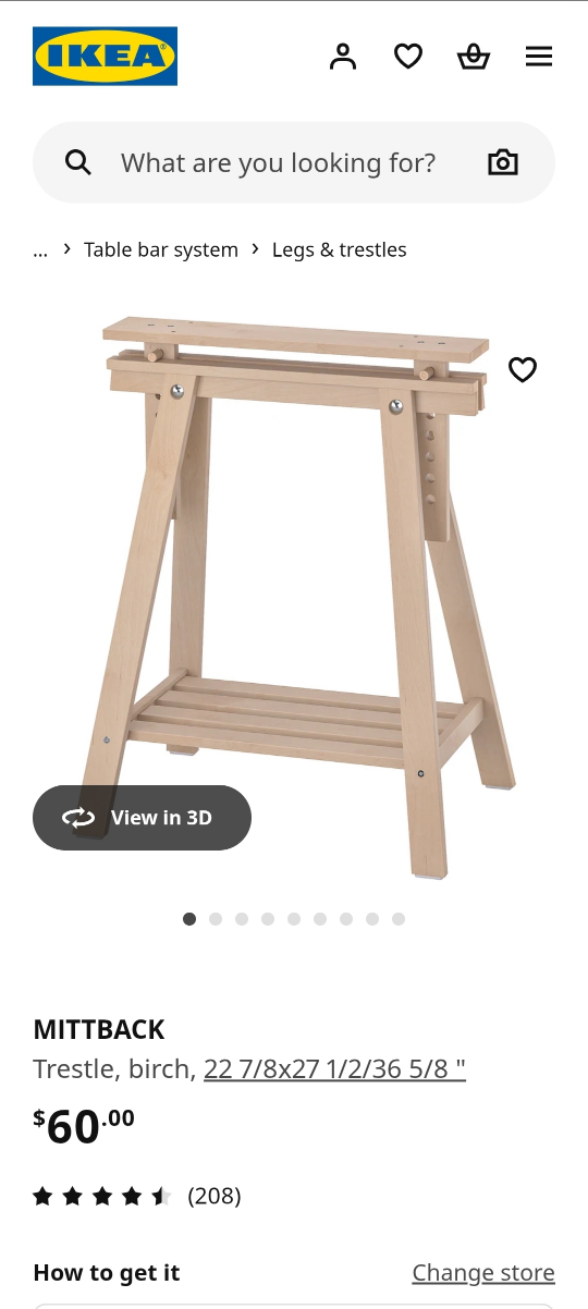 IKEA Mittback Trestle Table Legs White
