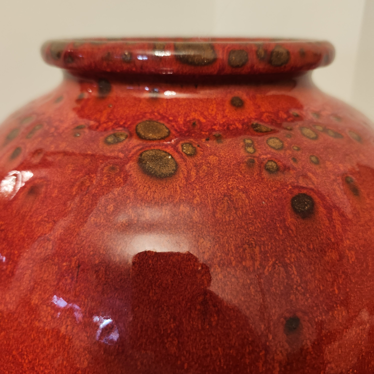 Large Red Studio Art Glazed Pottery Vase - photo 5