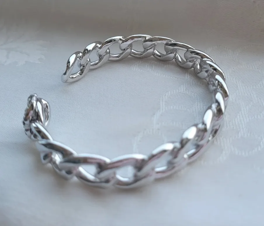 Silver Tone Chain Link Cuff Bracelet image indicator(2)