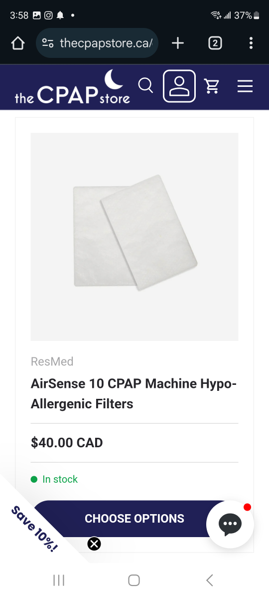 ResMed AirSense 10 CPAP Machine Hypoallergenic Filters