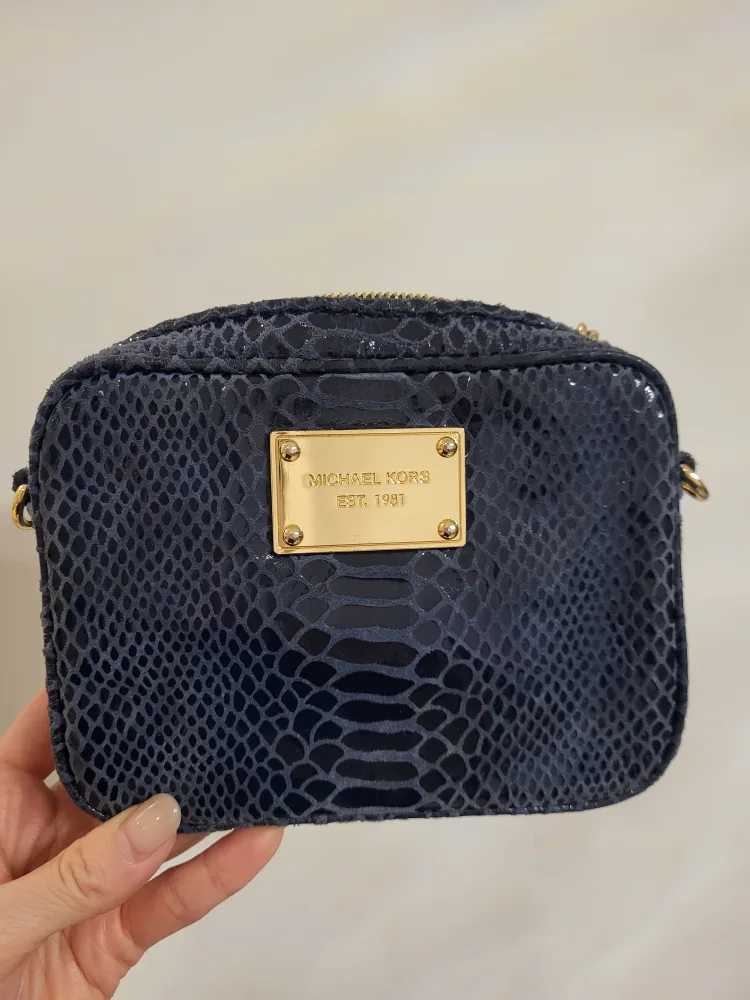 Michael Kors Navy Blue Snakeskin Crossbody Bag image indicator(2)