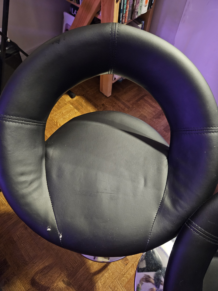 Pair of Black Leather Bar Stools