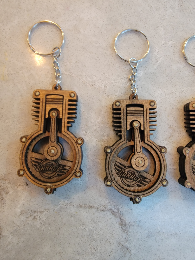 Laser Cut Working Wooden Engine Keychains - photo 5