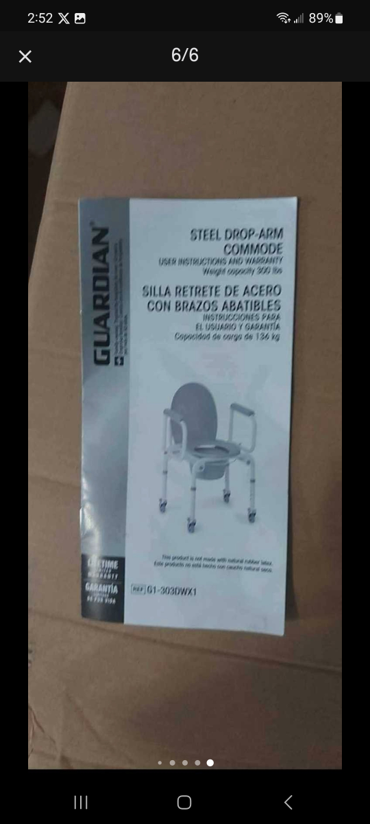 Guardian Steel Drop-Arm Commode with Wheels and Padded Armrests - photo 5
