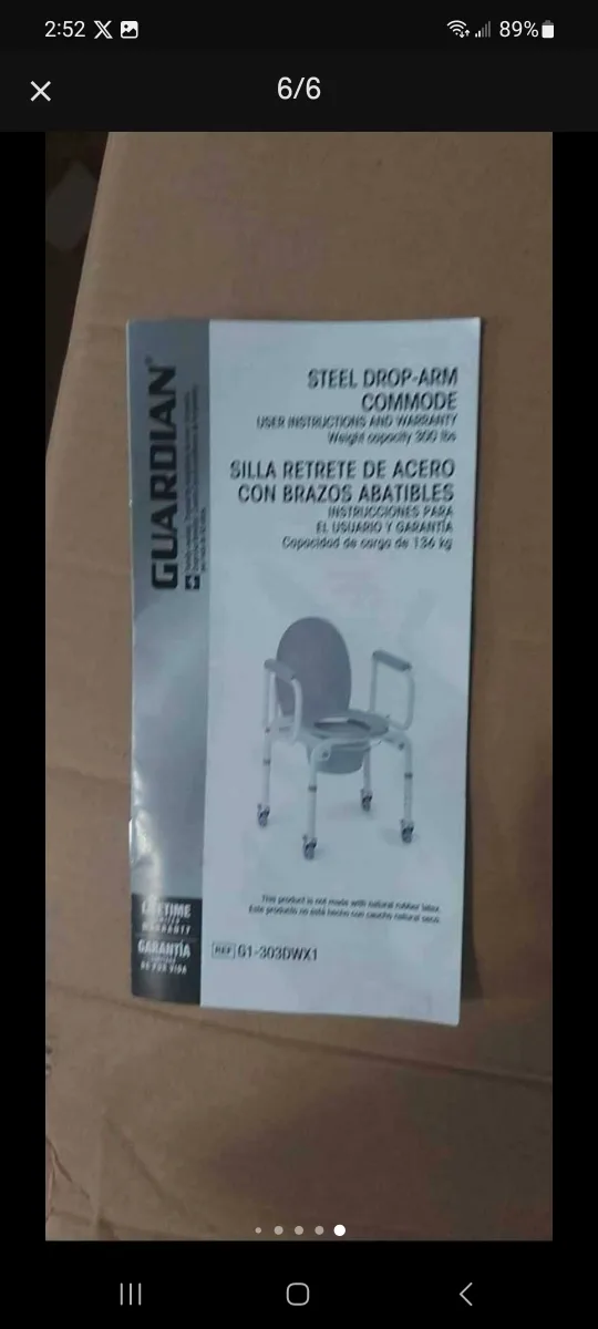 Guardian Steel Drop-Arm Commode with Wheels and Padded Armrests image indicator(5)