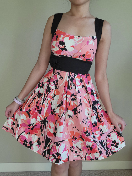 Pink and Black Floral Summer Dress