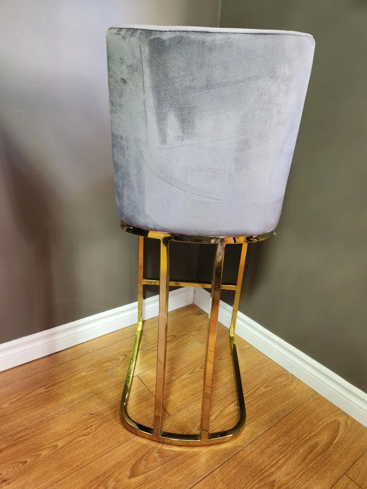 Grey Velvet and Gold Bar Stool 🧡 image indicator(4)
