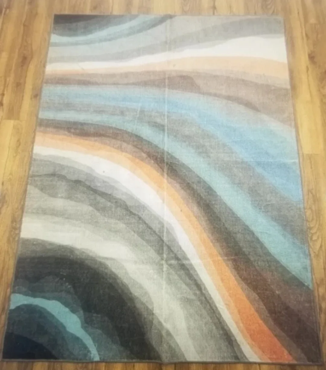 5" x 7" Abstract Area Rug, Teal and Brown Tones - Washable image indicator(2)