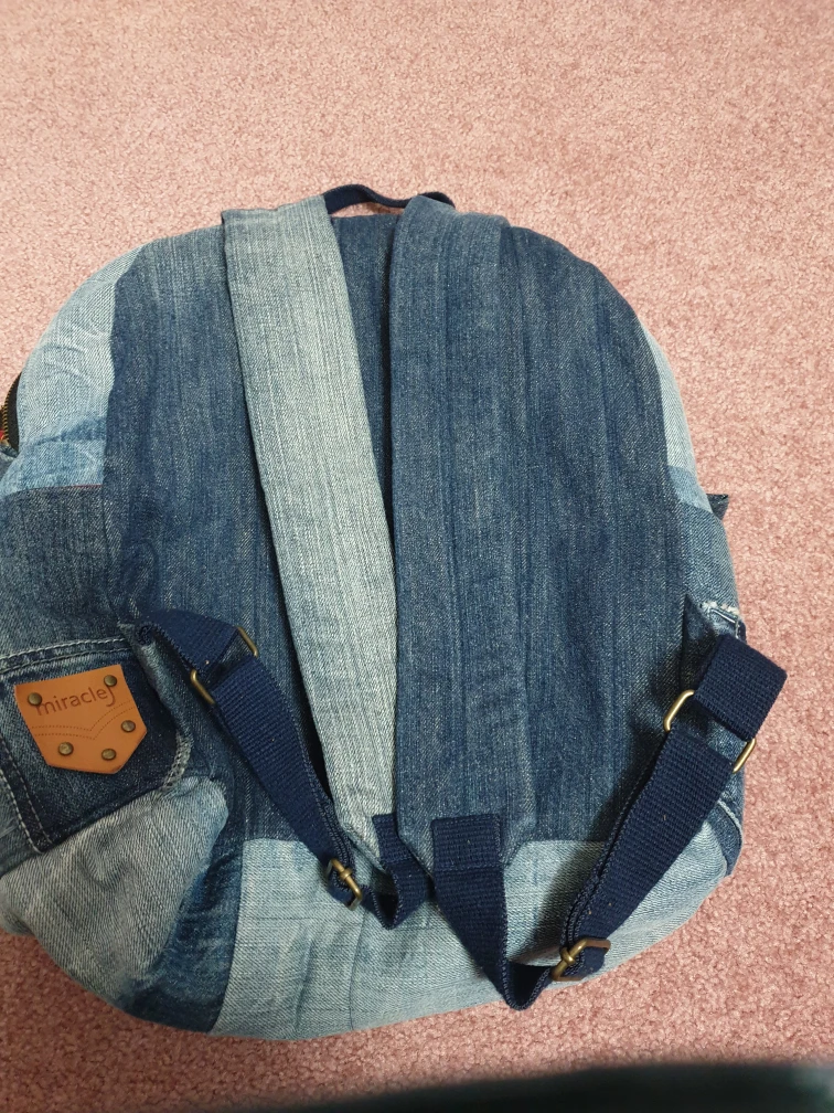 Unique Denim Patchwork Backpack - photo 2