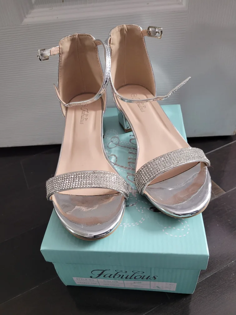 Girl's Blush Pink Flower Girl Dress and Silver Shoes image indicator(5)