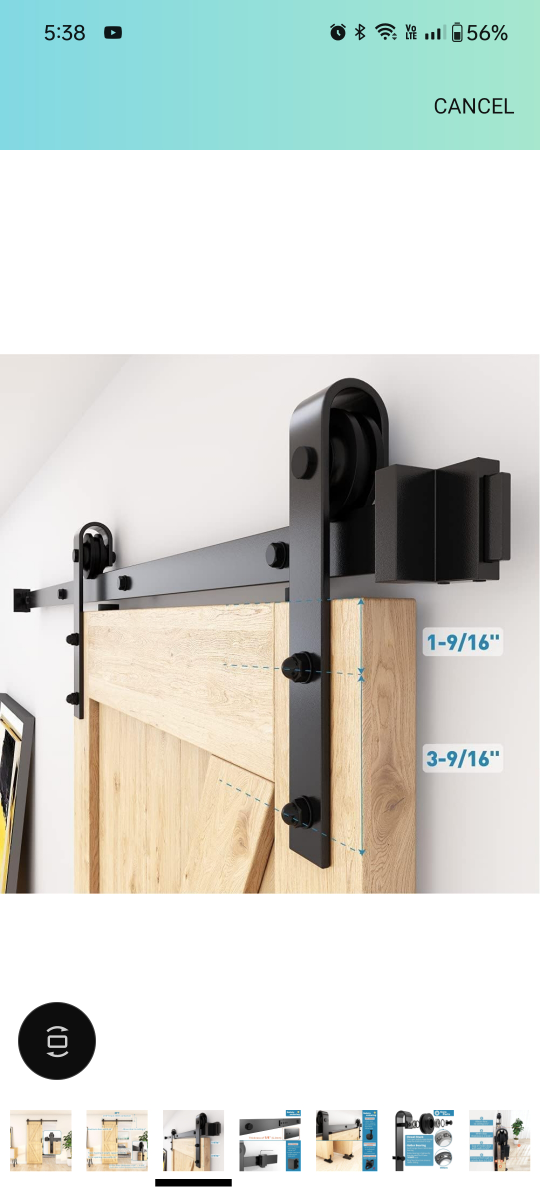 5FT Black Barn Door Hardware Kit with Soft Close - photo 5