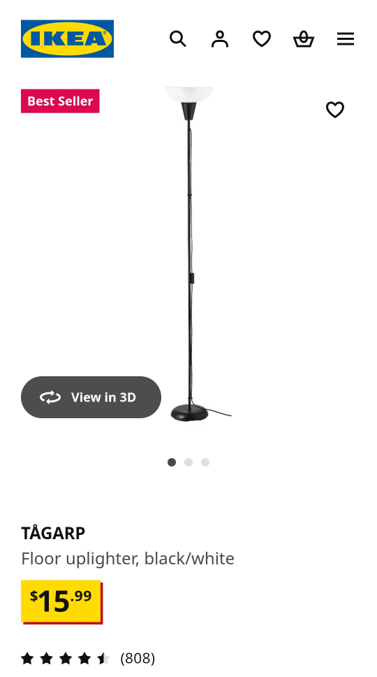 IKEA TÅGARP Floor Lamp - Black/White - photo 2