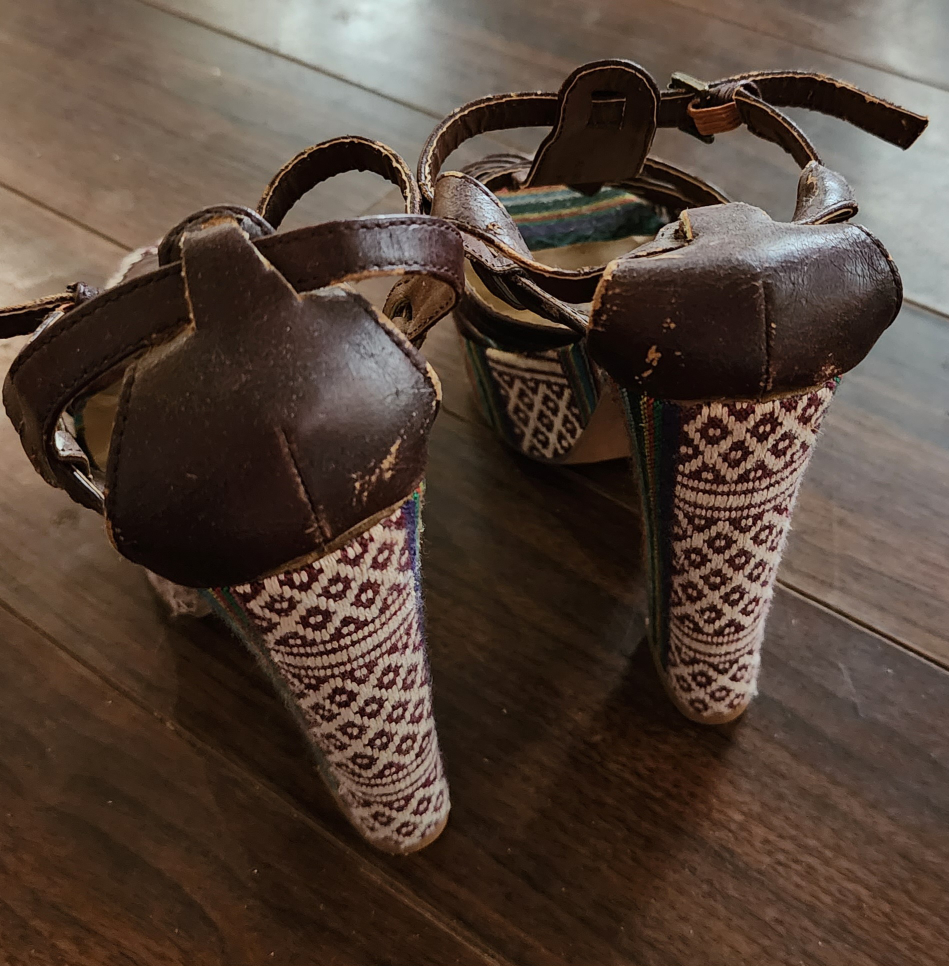 Brown Woven Platform Heels
