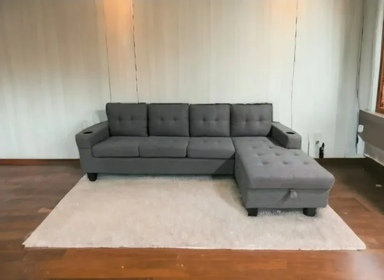 Free GTA delivery Fabric Sectional Sofa with Storage Ottoman image indicator(2)