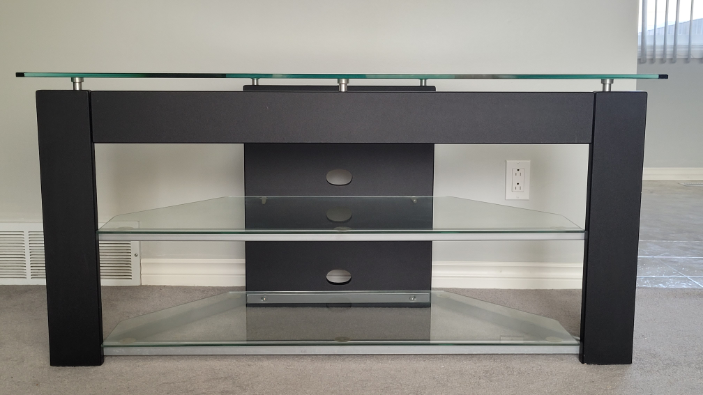 Corner TV Stand with Glass Shelves - photo 2
