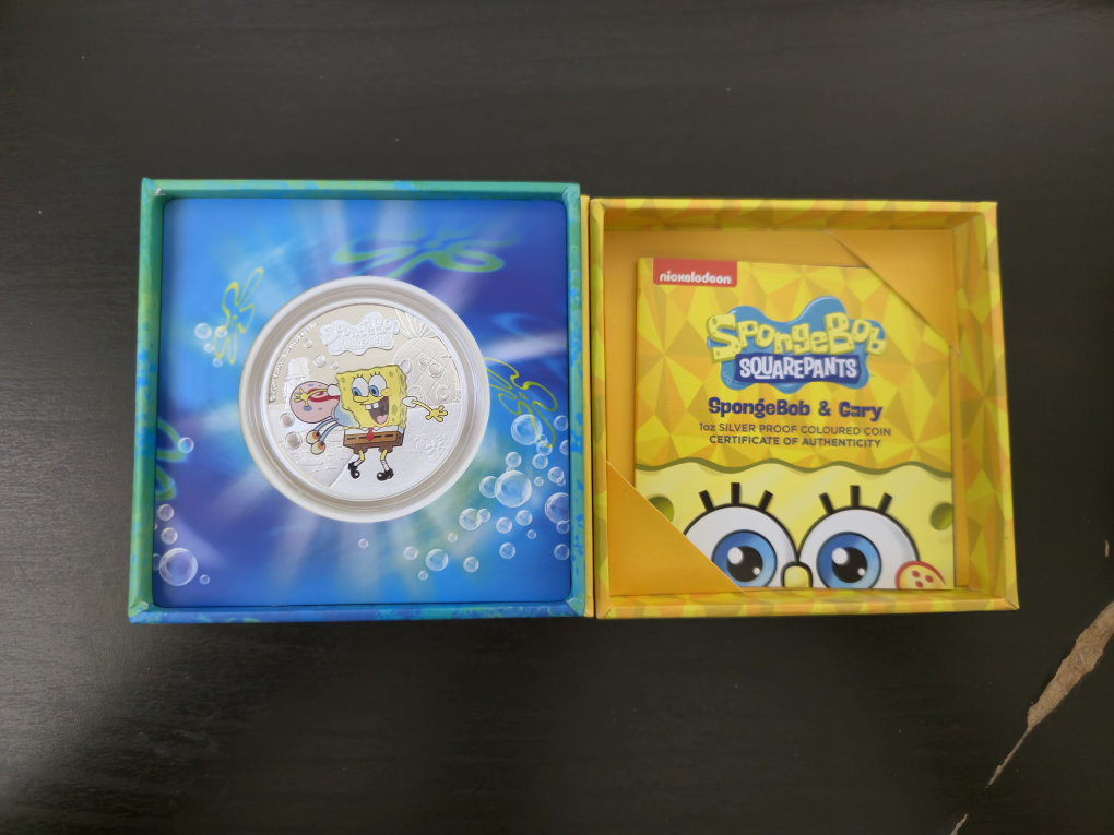 SpongeBob & Gary 1oz Silver Proof Coloured Coin