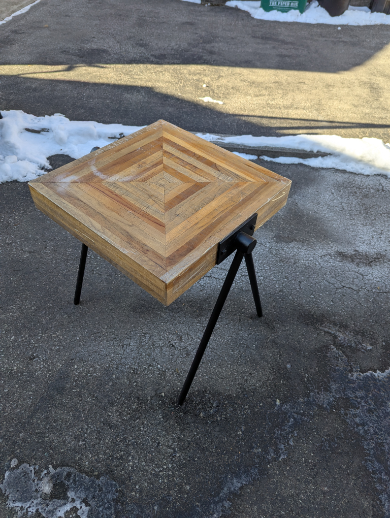 Square Wooden Coffee Table with Black Metal Legs
