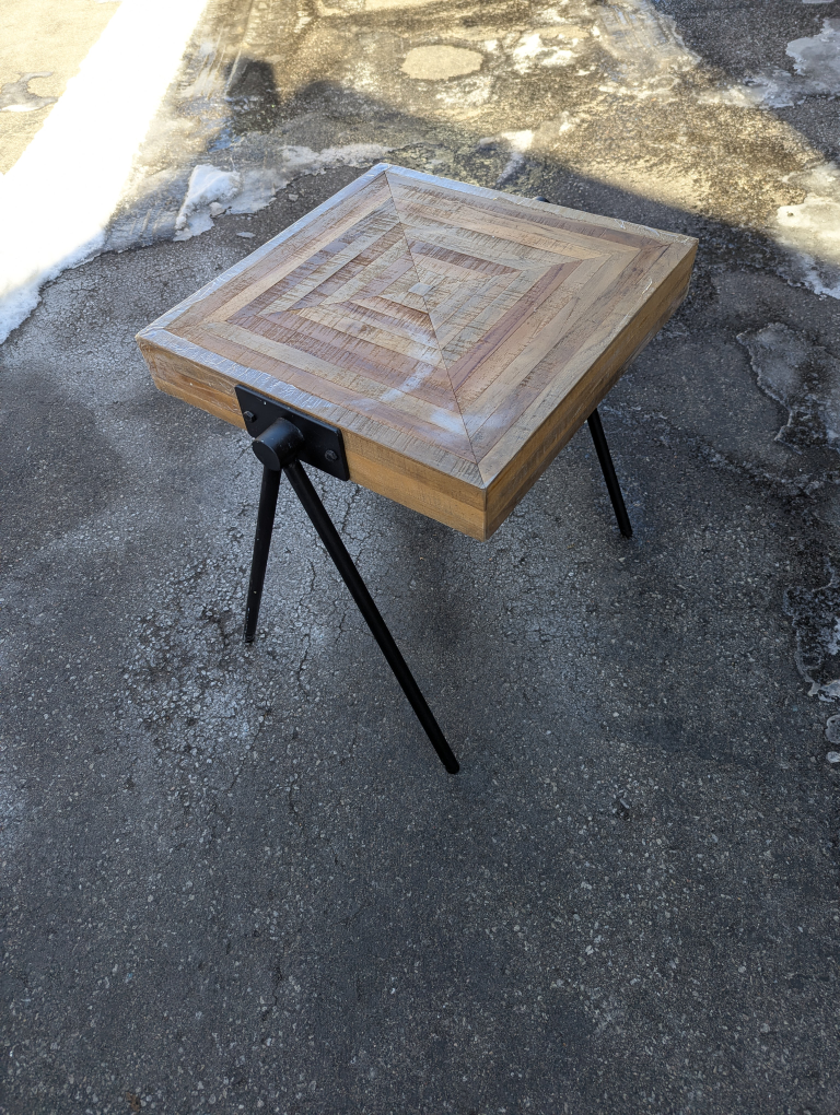 Square Wooden Coffee Table with Black Metal Legs - photo 2