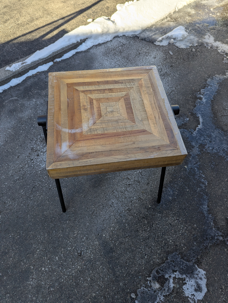 Square Wooden Coffee Table with Black Metal Legs - photo 3
