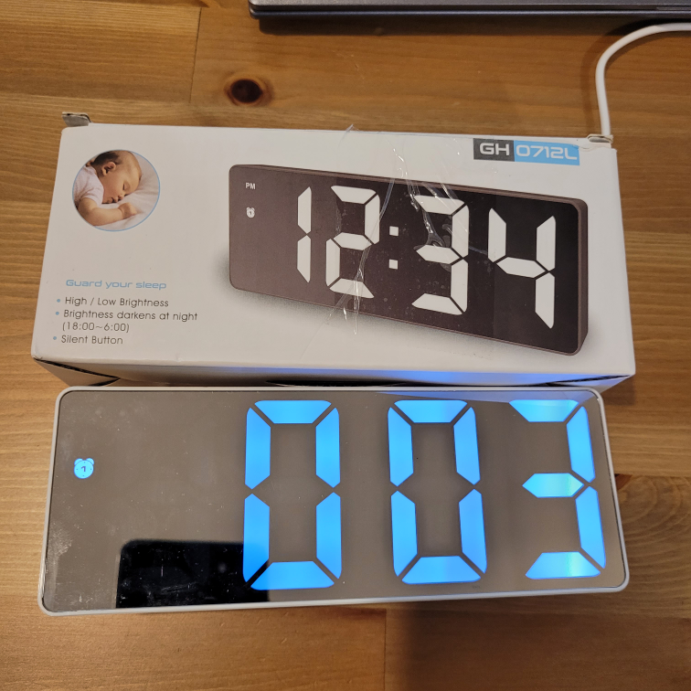 LED Digital Mirror Clock with Alarm and Snooze - photo 2