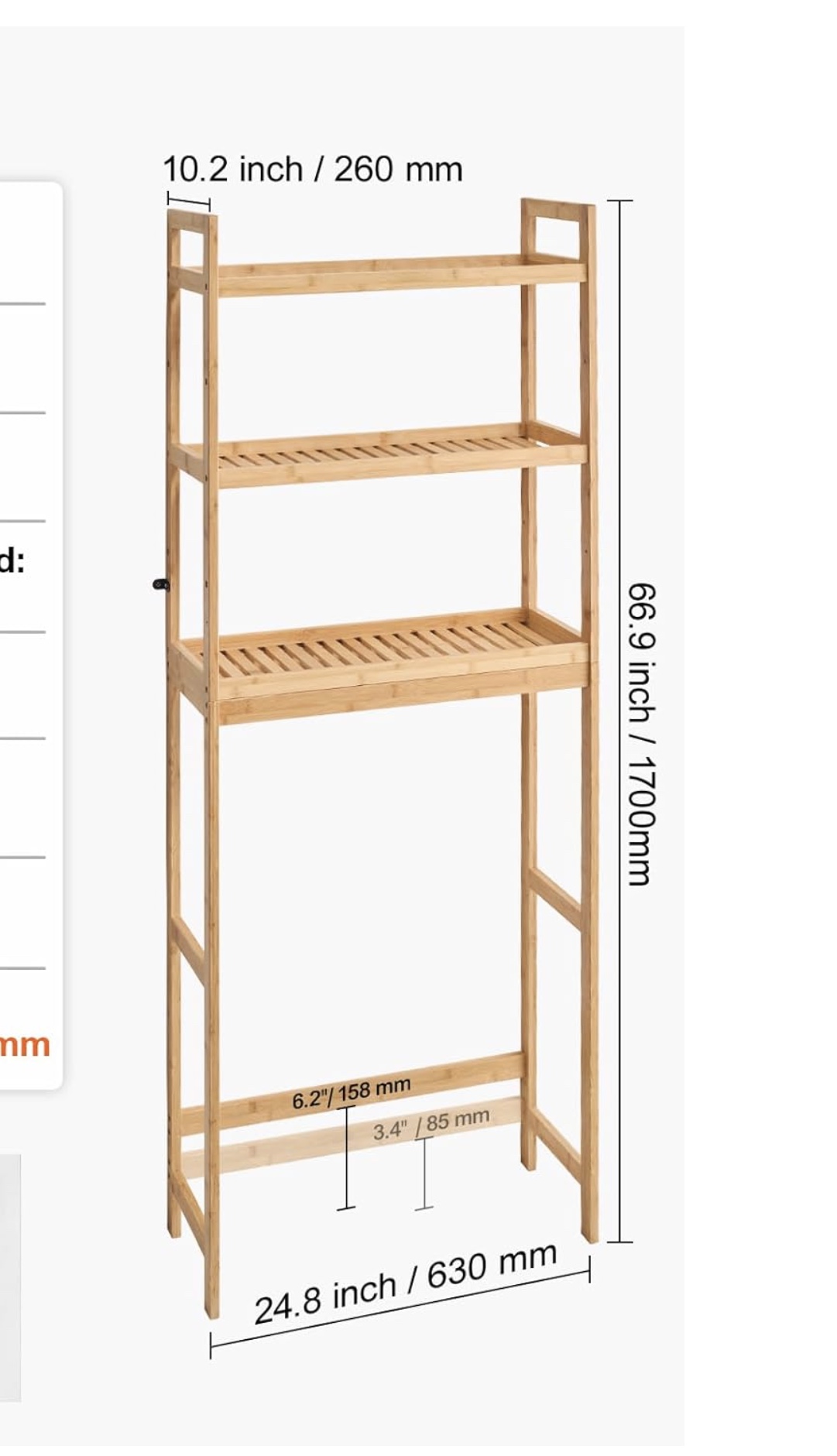 Over the toilet storage rack - photo 2