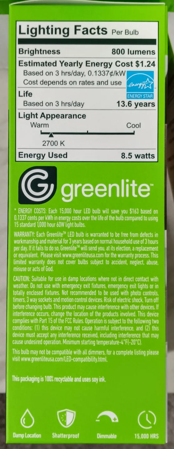 96 LED Light Bulbs 8.5W 60W Equivalent, Dimmable (New) image indicator(5)