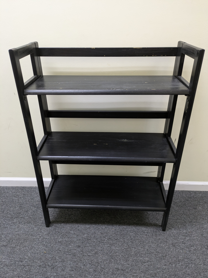 Black Wooden folding 3-Shelf Bookcase