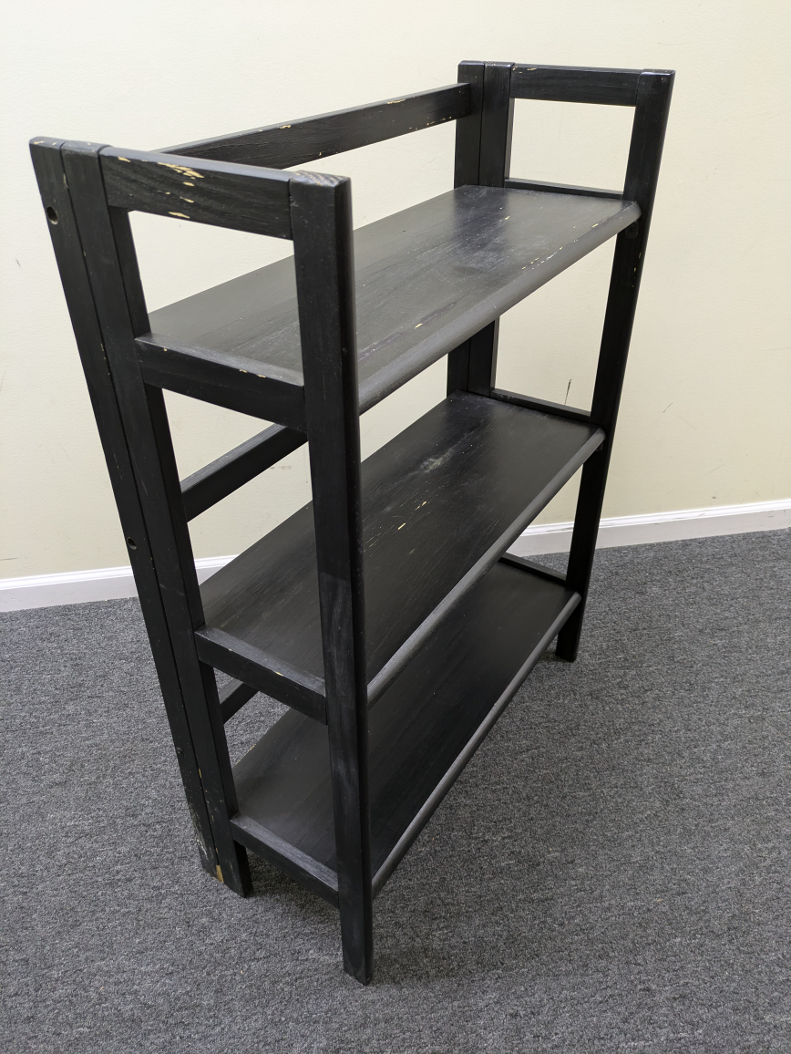 Black Wooden folding 3-Shelf Bookcase - photo 2