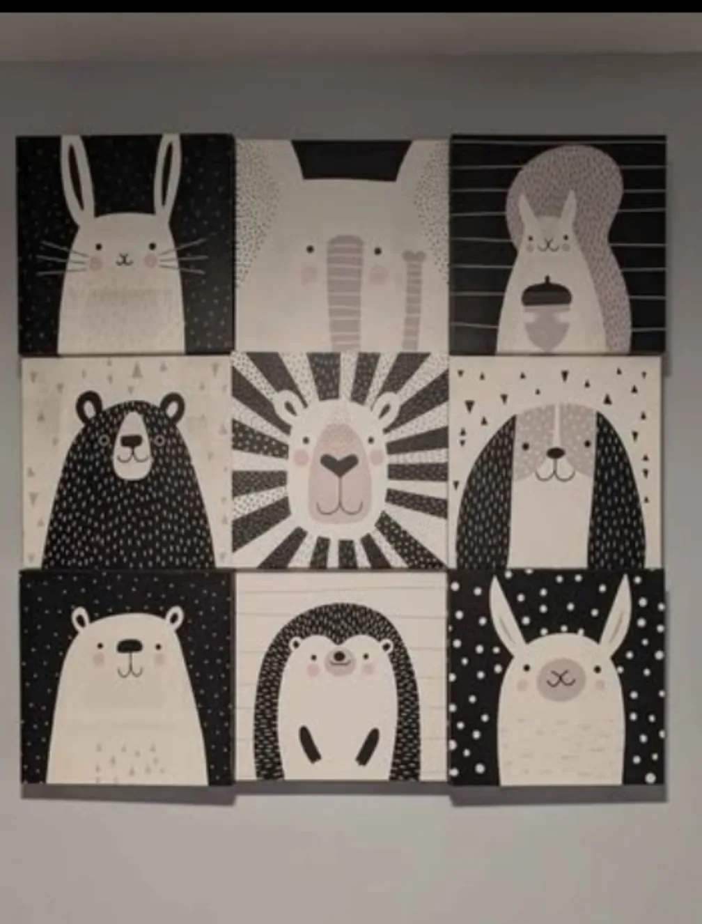 Nine-Piece Monochrome Animal Canvas Wall Art Set thumbnail