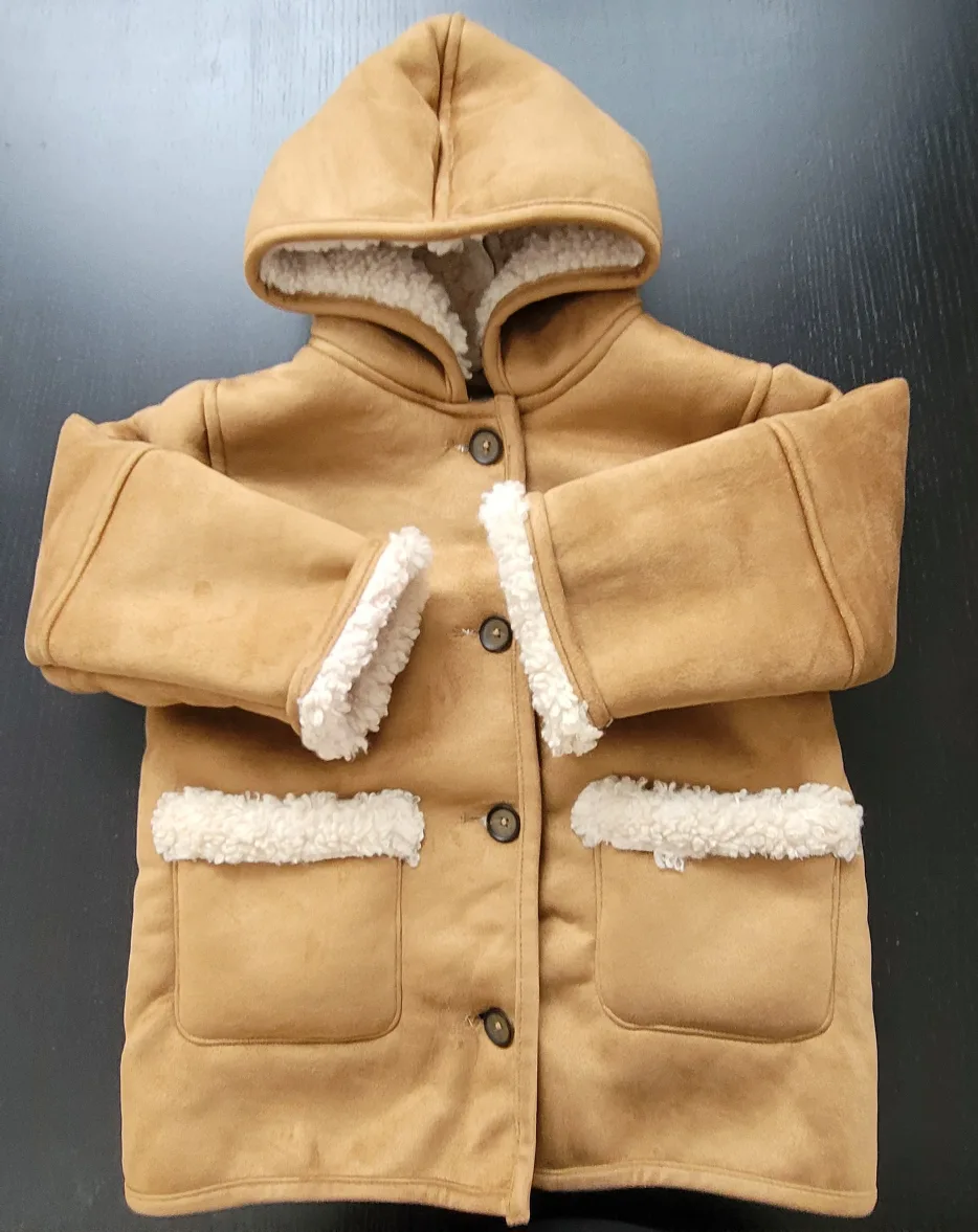 Zara Kids Brown Sherpa-Lined Hooded Jacket Size 4-5 Years image indicator(5)