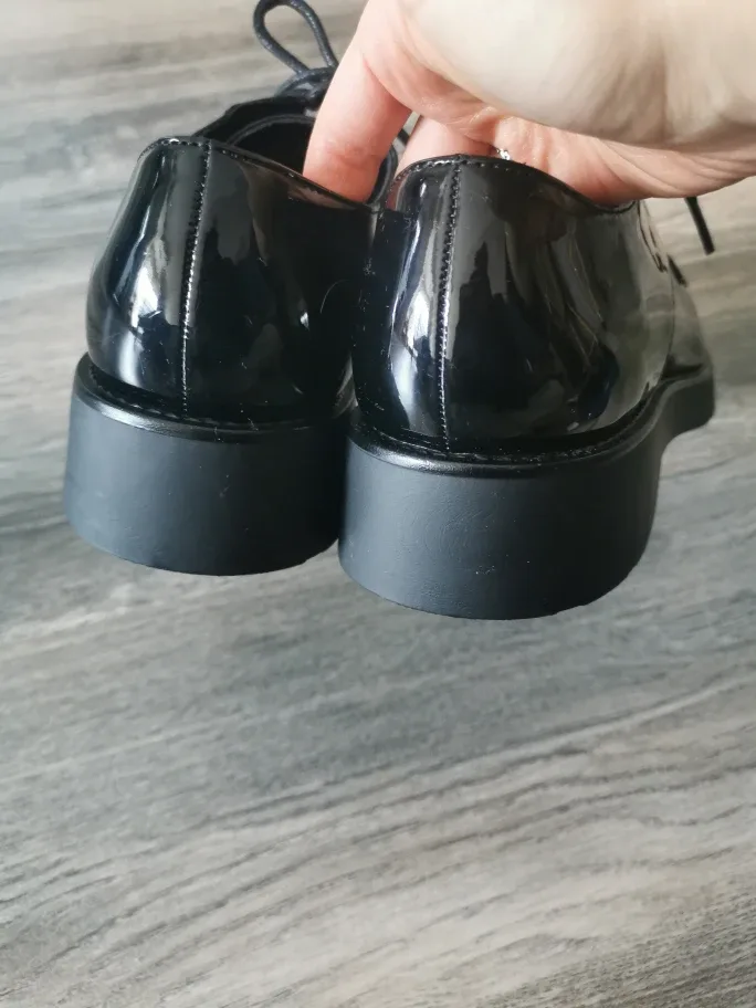 M&S Black Patent Leather Platform Oxfords - Size 39 image indicator(4)