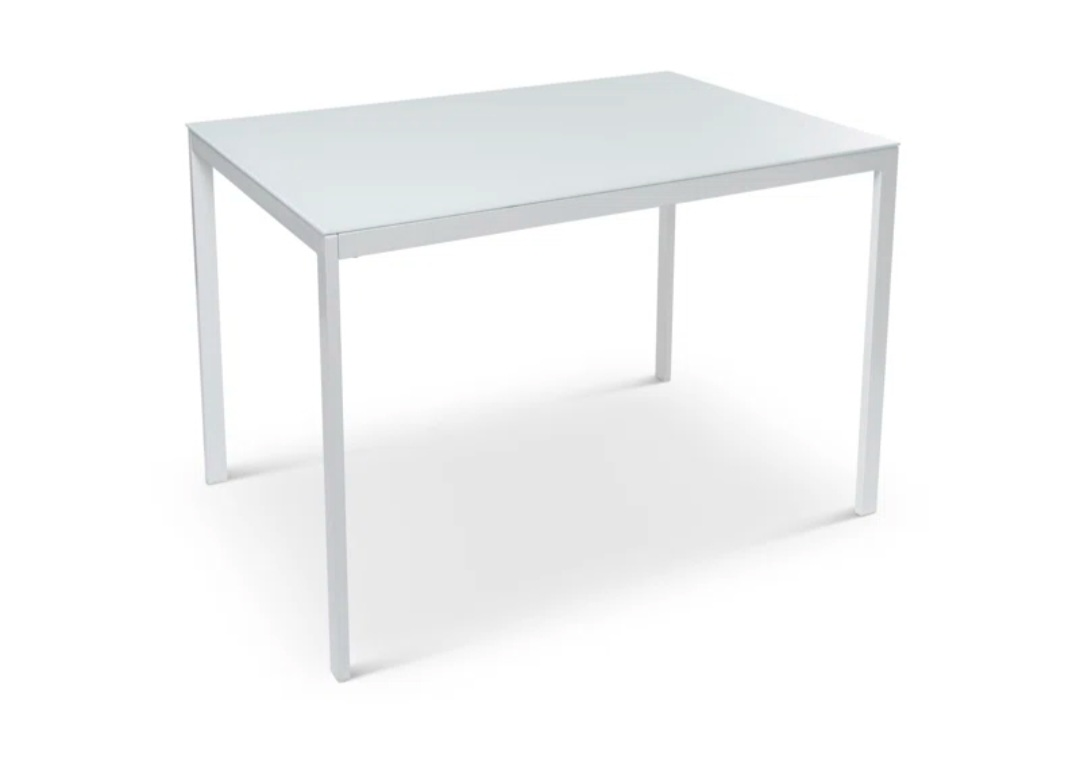 Modern White Glass Top Dining Table