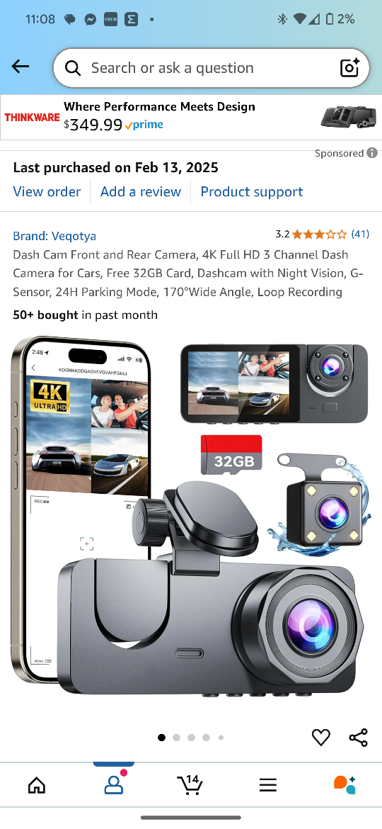 Veqotya 3-Channel 4K Dash Cam with Night Vision