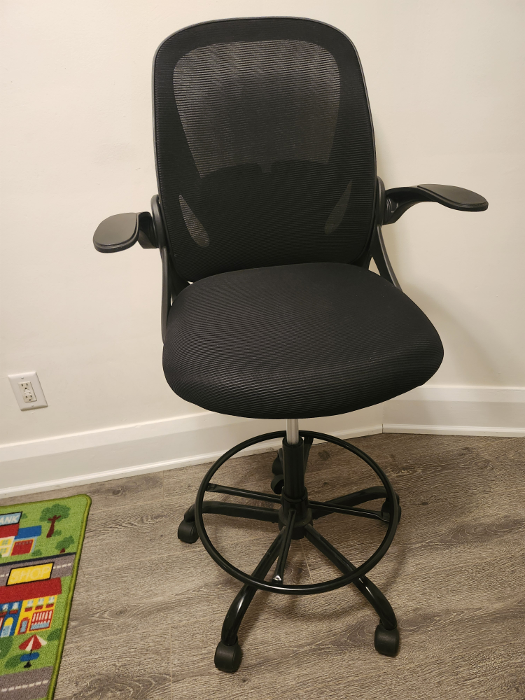 Black Office Chair with Adjustable Height and footrest