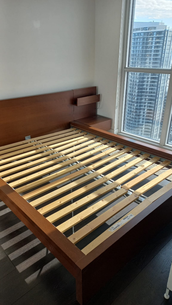 Queen Size Platform Bed Frame with Nightstands Ikea