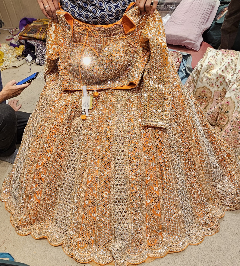 Gorgeous Orange and Silver Embellished Lehenga Choli - photo 3