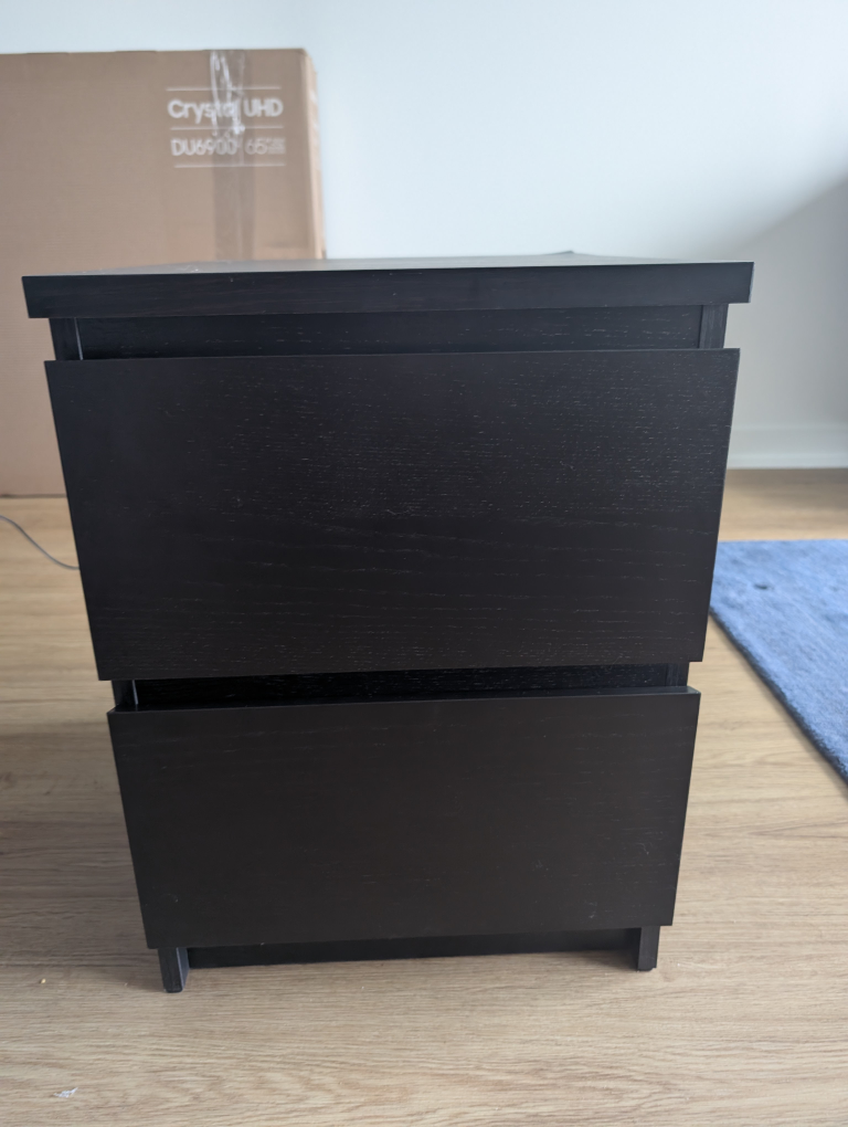 IKEA MALM Two-Drawer Nightstand - Black-Brown