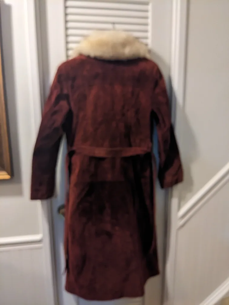 Vintage Leather Attic Suede Coat with Fox Fur Collar image indicator(3)