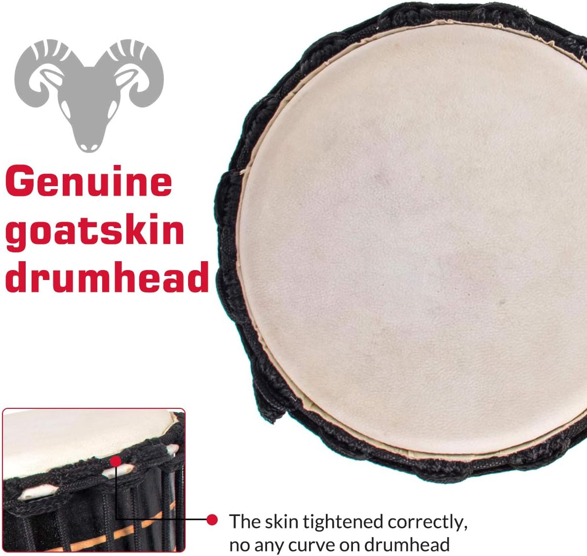 Hand Carved Mahogany Djembe with Goatskin Drumhead - photo 2
