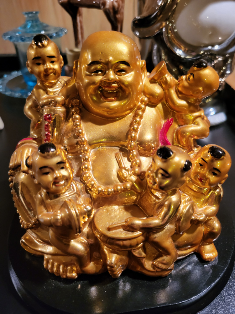 Laughing Buddha with Children Figurine