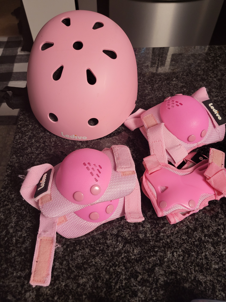 Pink Ledivo Kids Bike Helmet and Protective Gear Set