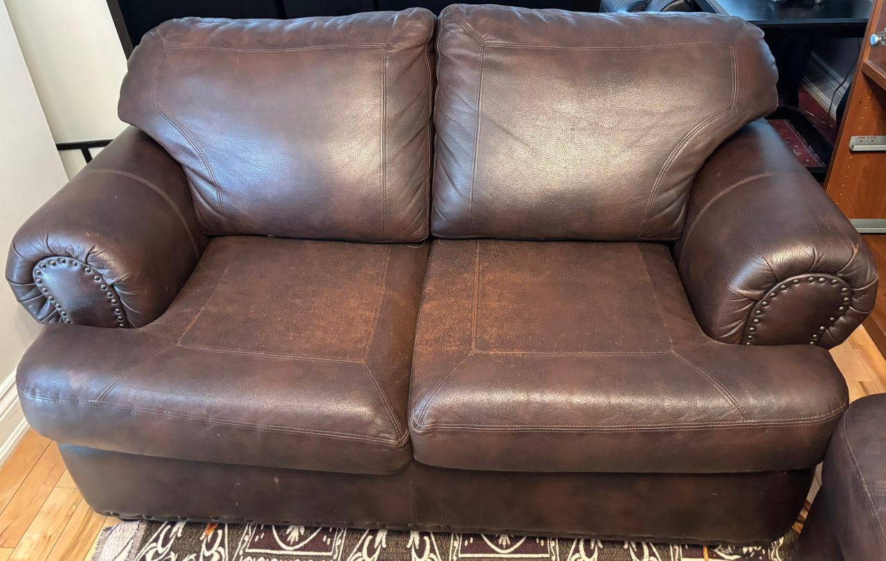 Brown Leather Sofa Set