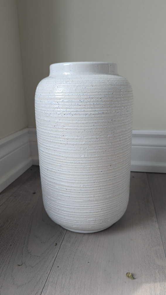 White Textured Ceramic Vase with vibrant flowers - photo 2