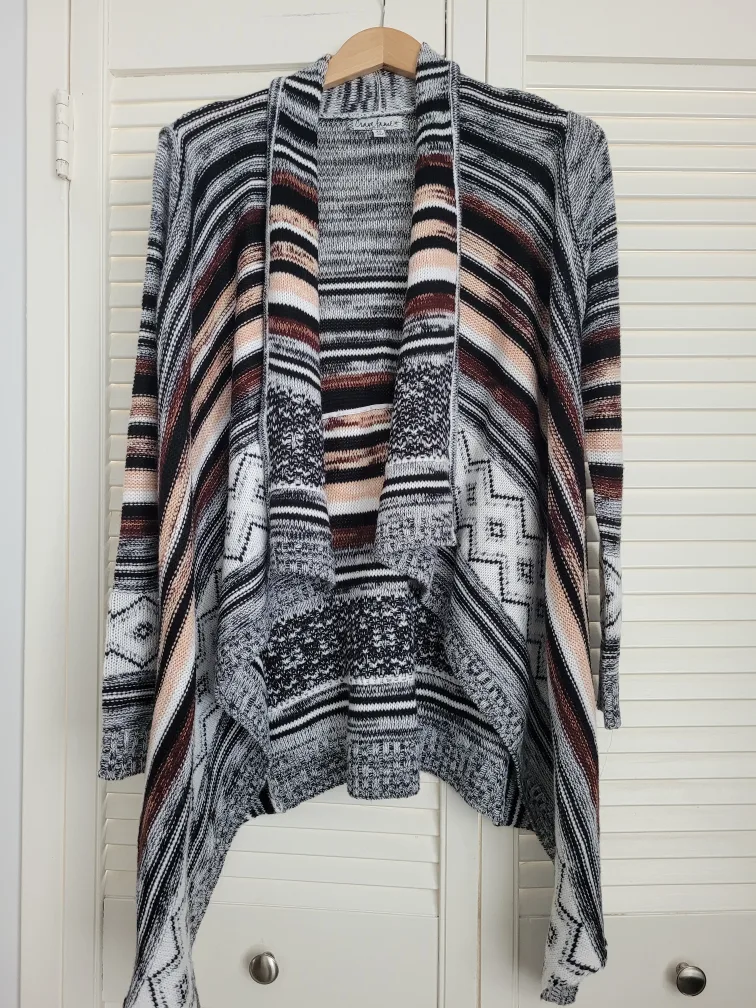 Striped Waterfall Cardigan Sweater thumbnail