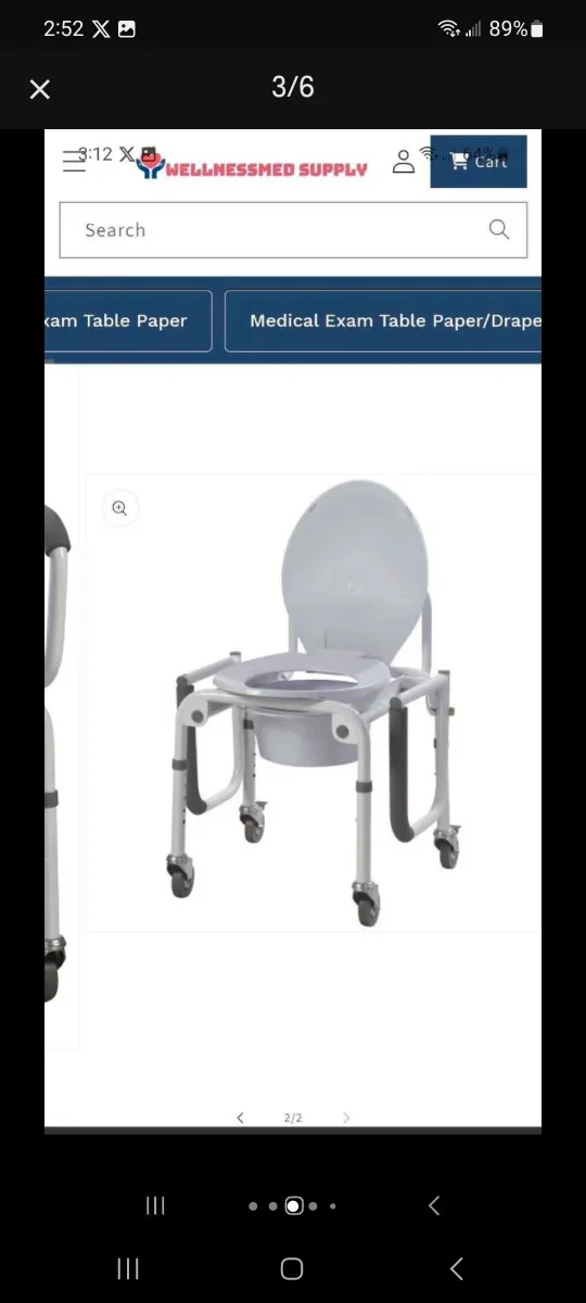 Guardian Steel Drop-Arm Commode with Wheels and Padded Armrests image indicator(2)