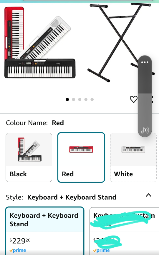 Casio Keyboard with Stand - Red