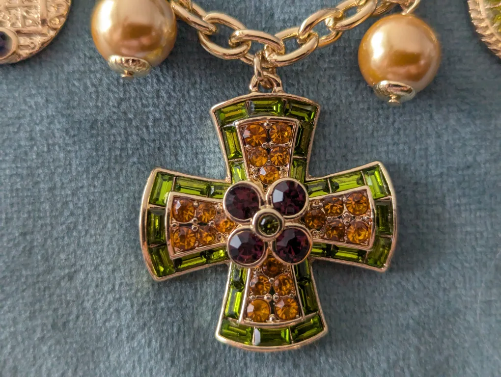 Heidi Daus Gold-Tone Statement Necklace with Cross Pendant thumbnail